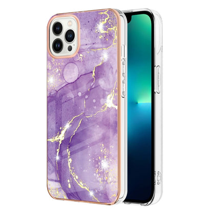 Electroplating Marble Pattern Dual-side IMD TPU Shockproof Phone Case, For iPhone 16 Pro Max�����...