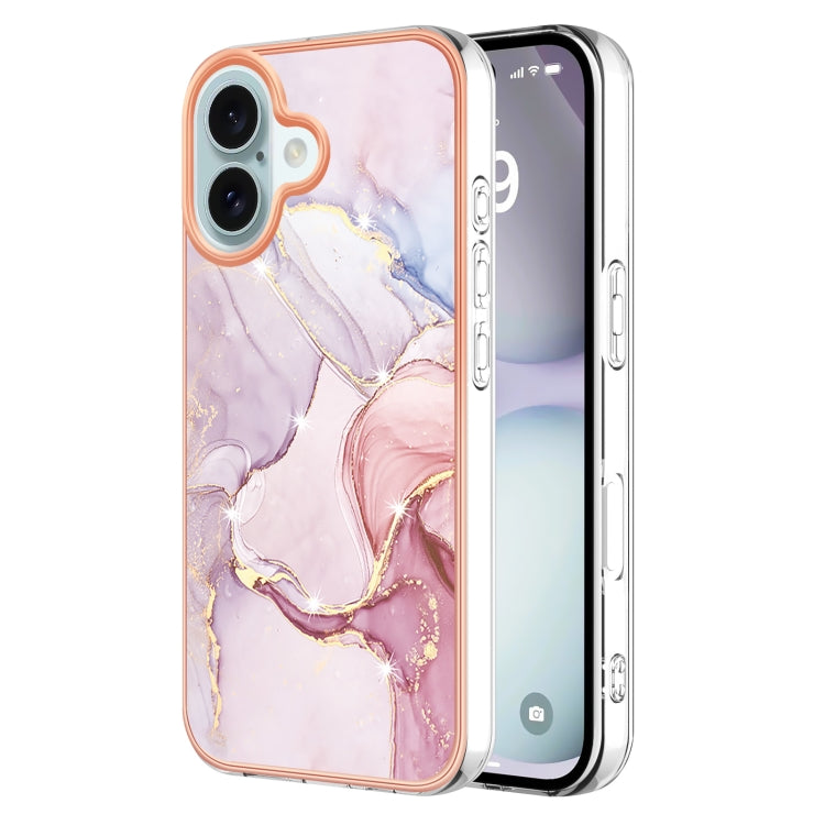 Electroplating Marble Pattern Dual-side IMD TPU Shockproof Phone Case, For iPhone 16 Pro Max�����...