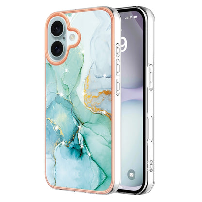 Electroplating Marble Pattern Dual-side IMD TPU Shockproof Phone Case, For iPhone 16 Pro Max�����...
