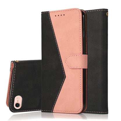Dual-color Stitching Leather Phone Case