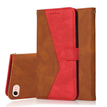 Dual-color Stitching Leather Phone Case
