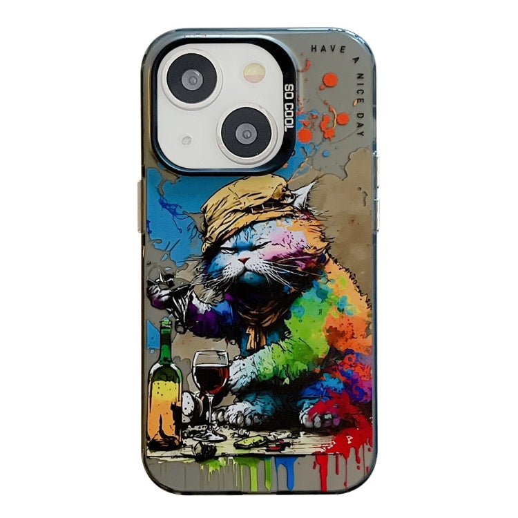 Animal Pattern Oil Painting Series PC + TPU Phone Case, For iPhone 15 Plus, For iPhone 15��������...