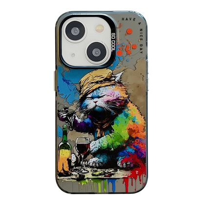 Animal Pattern Oil Painting Series PC + TPU Phone Case, For iPhone 15 Plus, For iPhone 15��������...