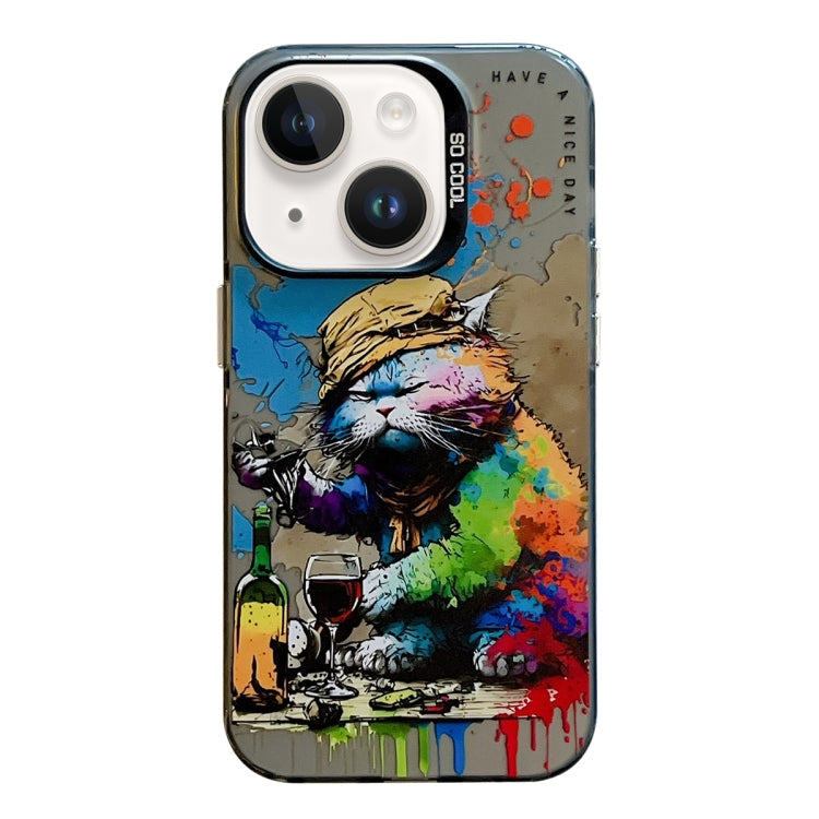 Animal Pattern Oil Painting Series PC + TPU Phone Case, For iPhone 15 Plus, For iPhone 15��������...