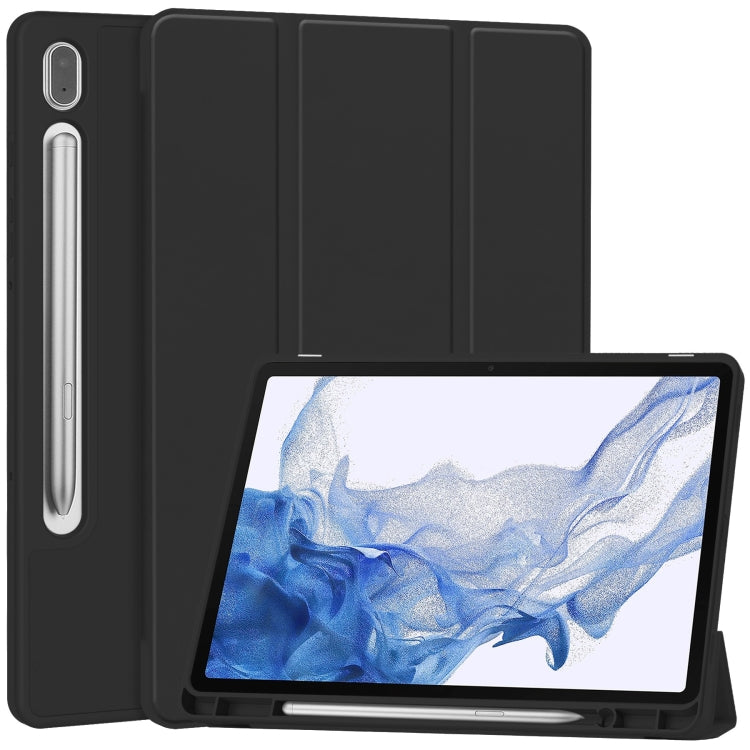 3-Fold Pure Color TPU Smart Leather Tablet Case with Pen Slot, For Samsung Galaxy Tab S9 FE / S10...