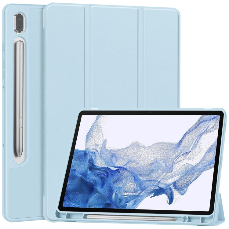 3-Fold Pure Color TPU Smart Leather Tablet Case with Pen Slot, For Samsung Galaxy Tab S9 FE / S10...