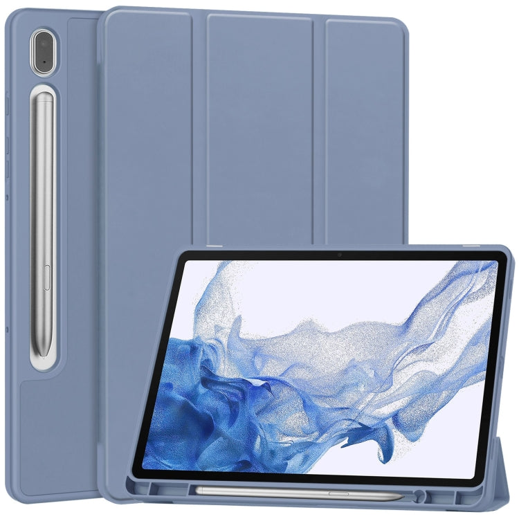 3-Fold Pure Color TPU Smart Leather Tablet Case with Pen Slot, For Samsung Galaxy Tab S9 FE / S10...