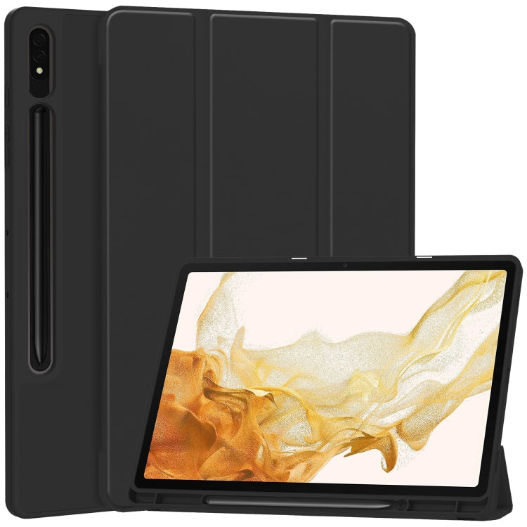 3-Fold Pure Color TPU Smart Leather Tablet Case with Pen Slot, For Samsung Galaxy Tab S9 FE / S10...