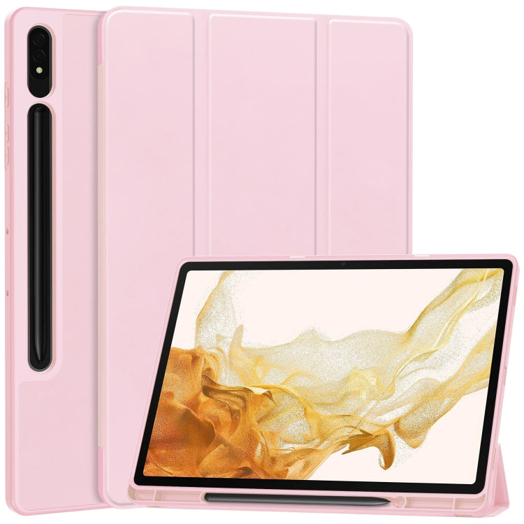 3-Fold Pure Color TPU Smart Leather Tablet Case with Pen Slot, For Samsung Galaxy Tab S9 FE / S10...