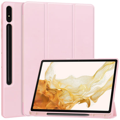 3-Fold Pure Color TPU Smart Leather Tablet Case with Pen Slot, For Samsung Galaxy Tab S9 FE / S10...