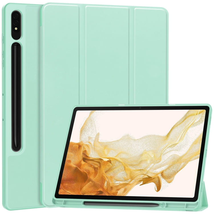 3-Fold Pure Color TPU Smart Leather Tablet Case with Pen Slot, For Samsung Galaxy Tab S9 FE / S10...