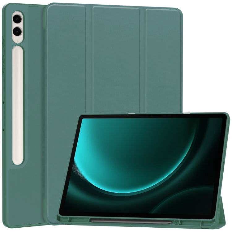 3-Fold Pure Color TPU Smart Leather Tablet Case with Pen Slot, For Samsung Galaxy Tab S9 FE / S10...
