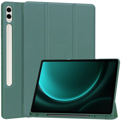 3-Fold Pure Color TPU Smart Leather Tablet Case with Pen Slot, For Samsung Galaxy Tab S9 FE / S10...