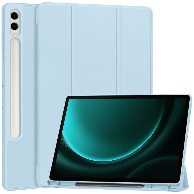3-Fold Pure Color TPU Smart Leather Tablet Case with Pen Slot, For Samsung Galaxy Tab S9 FE / S10...