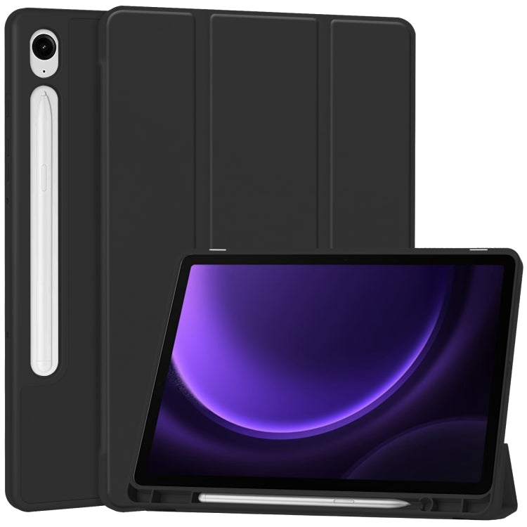 3-Fold Pure Color TPU Smart Leather Tablet Case with Pen Slot, For Samsung Galaxy Tab S9 FE / S10...