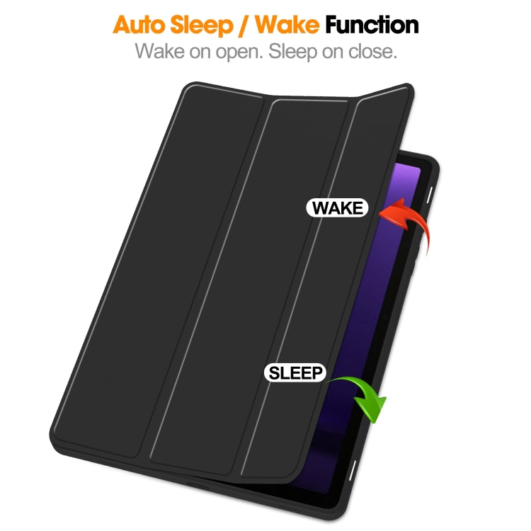 3-Fold Pure Color TPU Smart Leather Tablet Case with Pen Slot, For Samsung Galaxy Tab S9 FE / S10...
