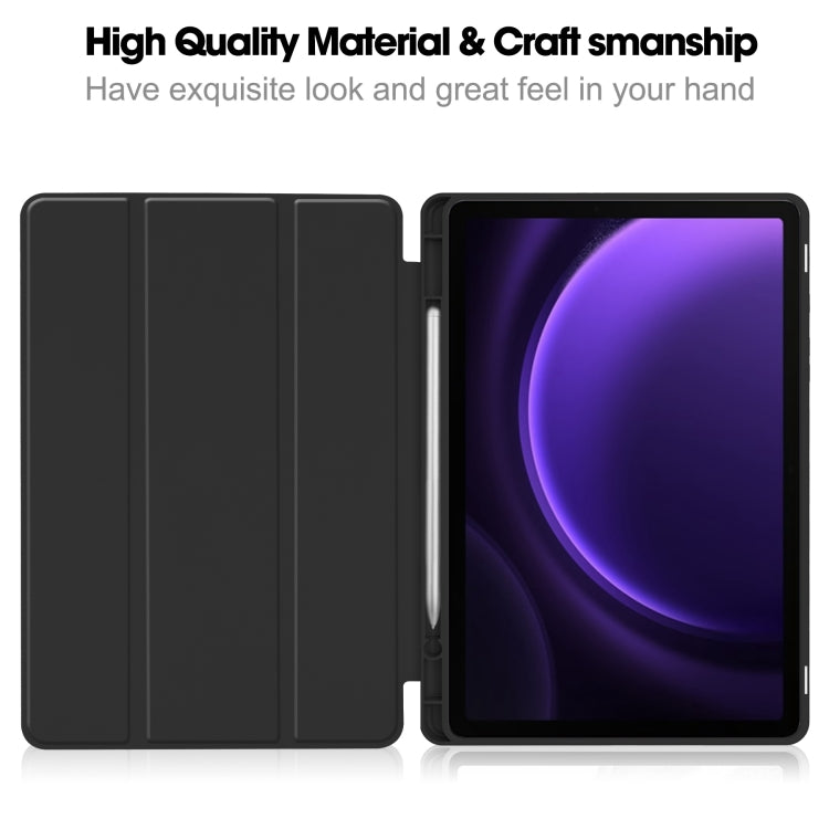 3-Fold Pure Color TPU Smart Leather Tablet Case with Pen Slot, For Samsung Galaxy Tab S9 FE / S10...