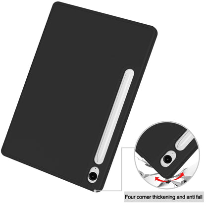 3-Fold Pure Color TPU Smart Leather Tablet Case with Pen Slot, For Samsung Galaxy Tab S9 FE / S10...