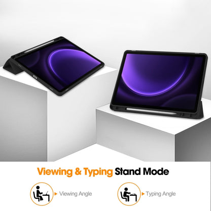 3-Fold Pure Color TPU Smart Leather Tablet Case with Pen Slot, For Samsung Galaxy Tab S9 FE / S10...