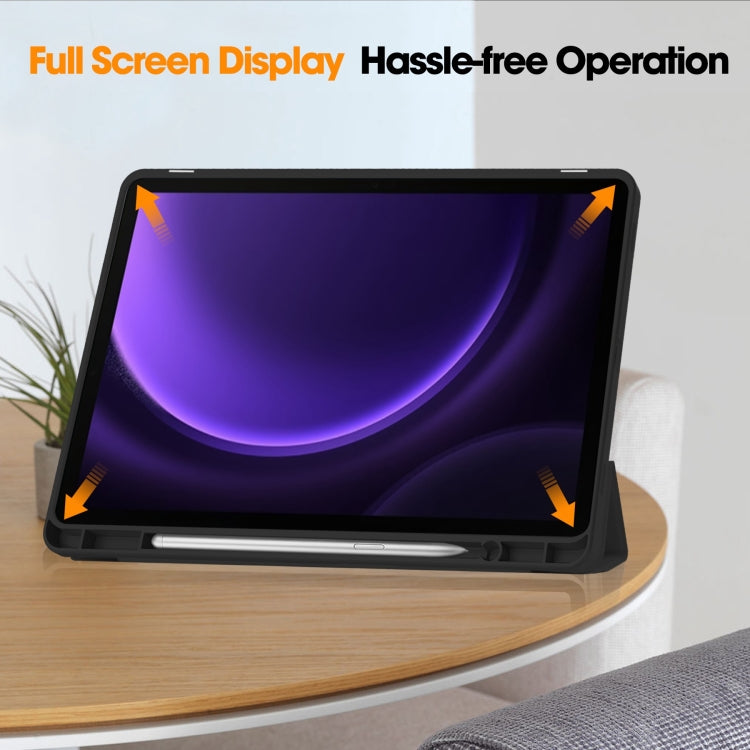 3-Fold Pure Color TPU Smart Leather Tablet Case with Pen Slot, For Samsung Galaxy Tab S9 FE / S10...