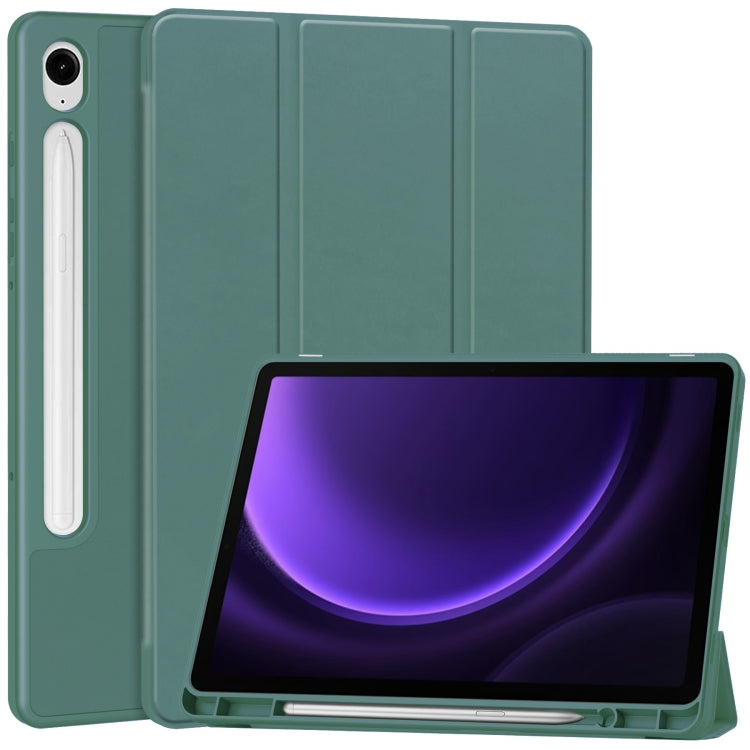 3-Fold Pure Color TPU Smart Leather Tablet Case with Pen Slot, For Samsung Galaxy Tab S9 FE / S10...