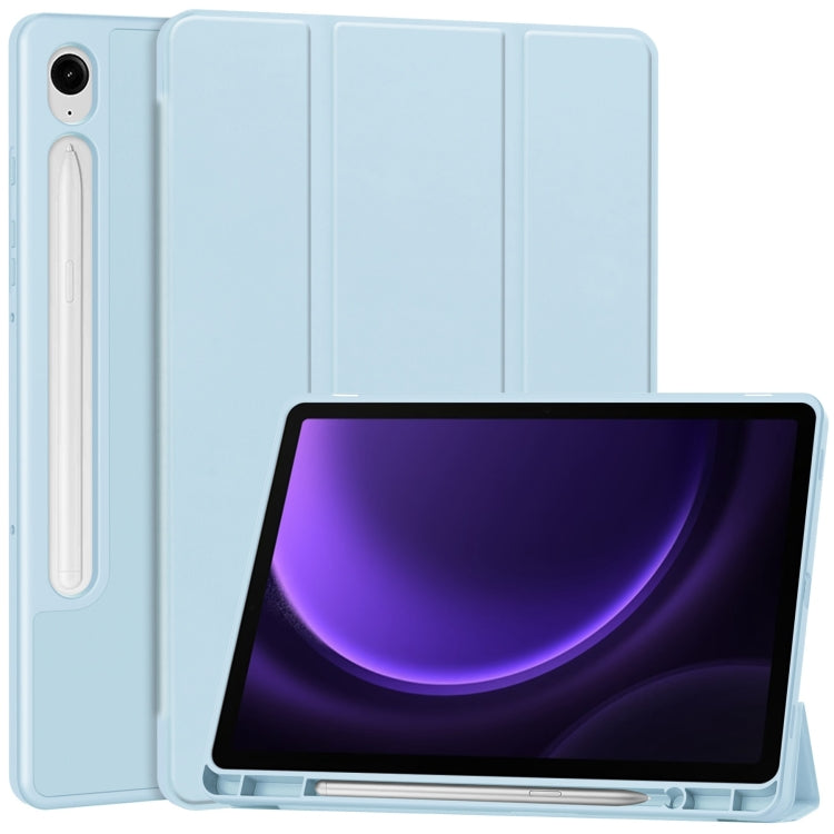 3-Fold Pure Color TPU Smart Leather Tablet Case with Pen Slot, For Samsung Galaxy Tab S9 FE / S10...