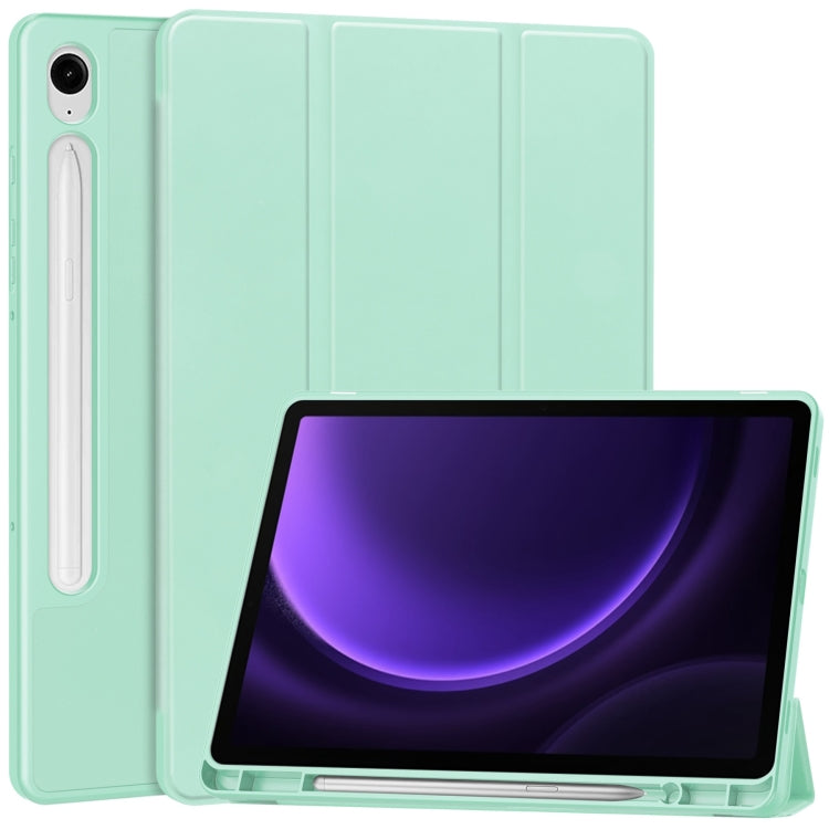3-Fold Pure Color TPU Smart Leather Tablet Case with Pen Slot, For Samsung Galaxy Tab S9 FE / S10...