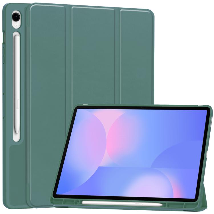 3-Fold Pure Color TPU Smart Leather Tablet Case with Pen Slot, For Samsung Galaxy Tab S9 FE / S10...