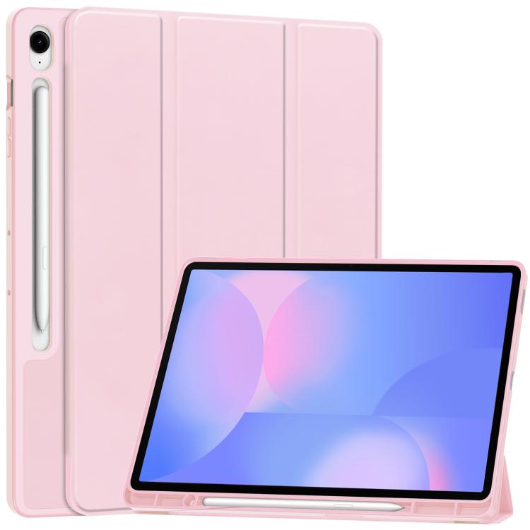 3-Fold Pure Color TPU Smart Leather Tablet Case with Pen Slot, For Samsung Galaxy Tab S9 FE / S10...