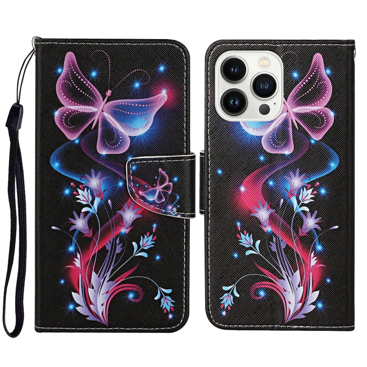 3D Colored Drawing Flip Leather Phone Case, For iPhone 16 Pro Max, For iPhone 16 Pro�������������...