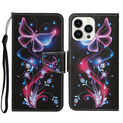3D Colored Drawing Flip Leather Phone Case, For iPhone 16 Pro Max, For iPhone 16 Pro�������������...