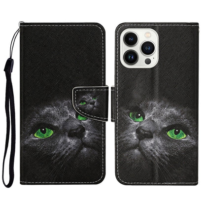 3D Colored Drawing Flip Leather Phone Case, For iPhone 16 Pro Max, For iPhone 16 Pro�������������...