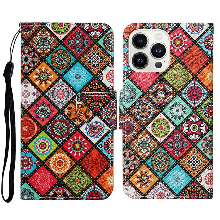 3D Colored Drawing Flip Leather Phone Case, For iPhone 16 Pro Max, For iPhone 16 Pro�������������...
