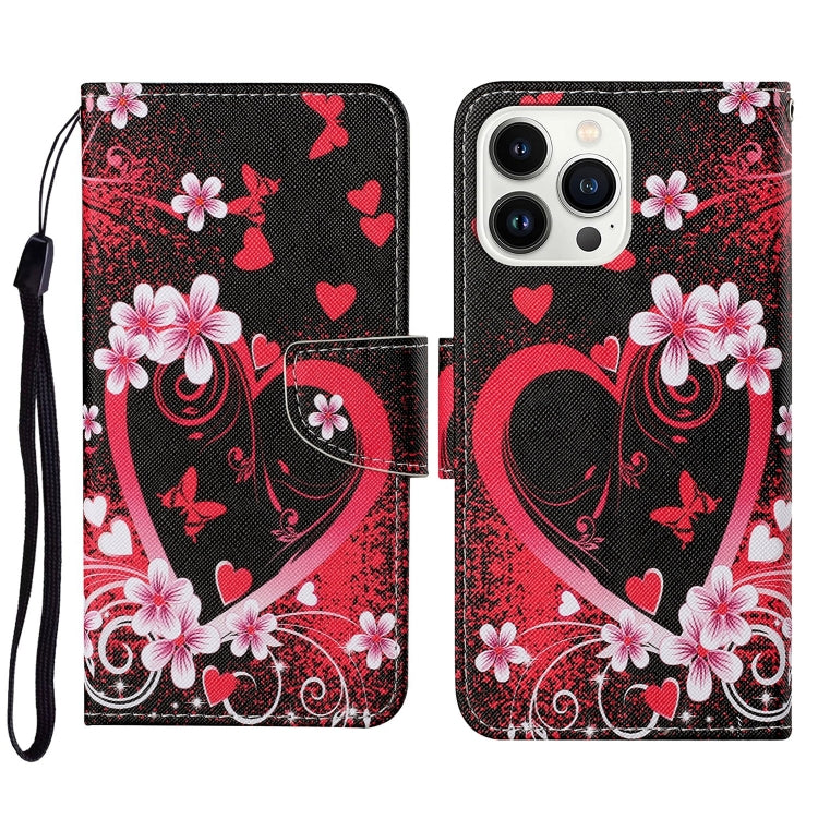 3D Colored Drawing Flip Leather Phone Case, For iPhone 16 Pro Max, For iPhone 16 Pro�������������...
