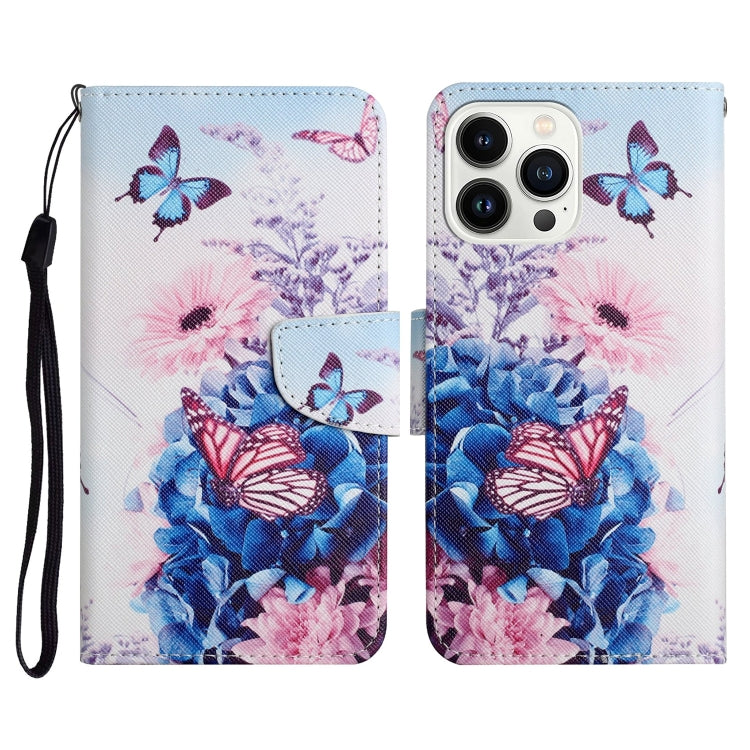 3D Colored Drawing Flip Leather Phone Case, For iPhone 16 Pro Max, For iPhone 16 Pro�������������...