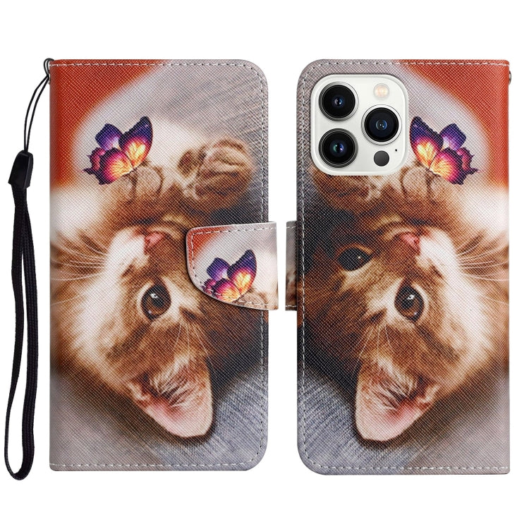 3D Colored Drawing Flip Leather Phone Case, For iPhone 16 Pro Max, For iPhone 16 Pro�������������...