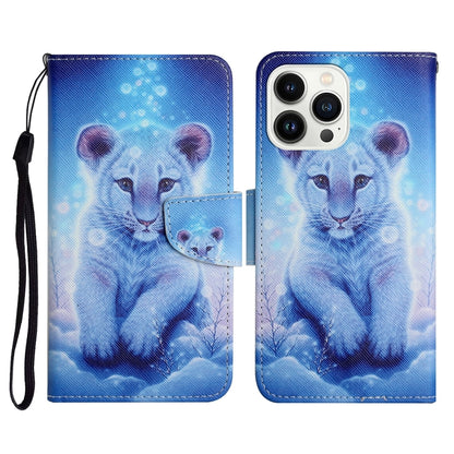 3D Colored Drawing Flip Leather Phone Case, For iPhone 16 Pro Max, For iPhone 16 Pro�������������...