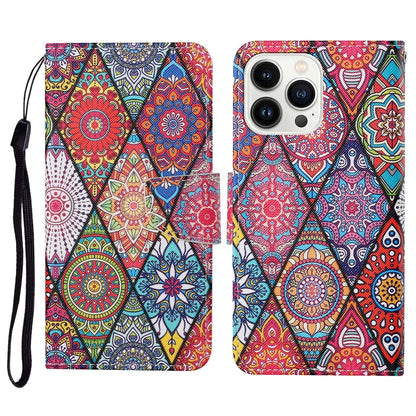 3D Colored Drawing Flip Leather Phone Case, For iPhone 16 Pro Max, For iPhone 16 Pro�������������...