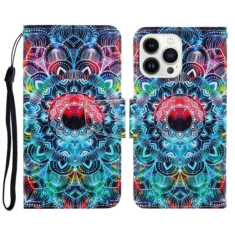 3D Colored Drawing Flip Leather Phone Case, For iPhone 16 Pro Max, For iPhone 16 Pro�������������...