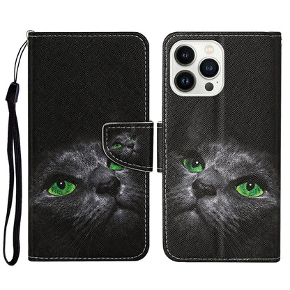3D Colored Drawing Flip Leather Phone Case, For iPhone 16 Pro Max, For iPhone 16 Pro�������������...
