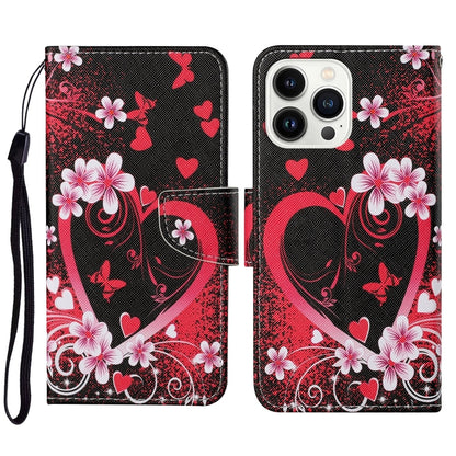 3D Colored Drawing Flip Leather Phone Case, For iPhone 16 Pro Max, For iPhone 16 Pro�������������...