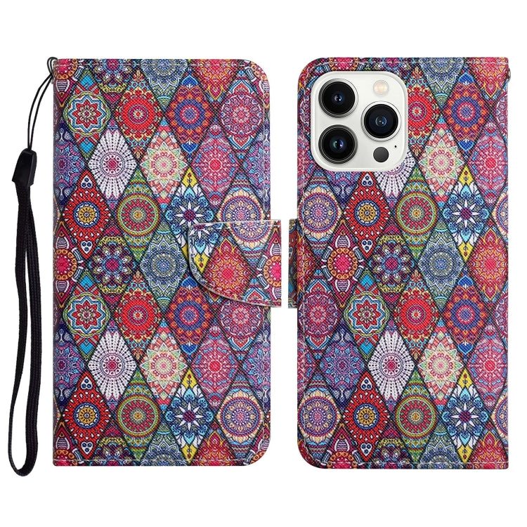 3D Colored Drawing Flip Leather Phone Case, For iPhone 16 Pro Max, For iPhone 16 Pro�������������...