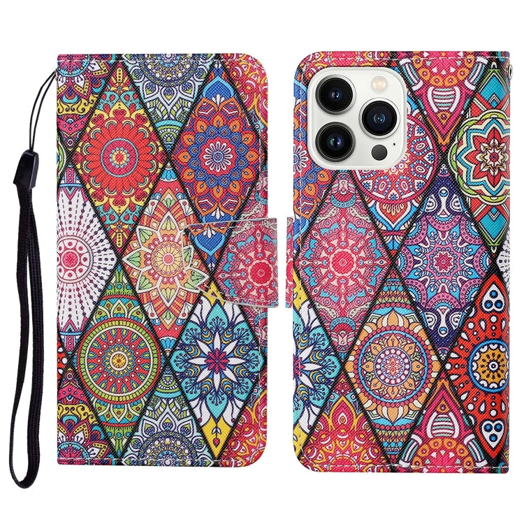 3D Colored Drawing Flip Leather Phone Case, For iPhone 16 Pro Max, For iPhone 16 Pro�������������...