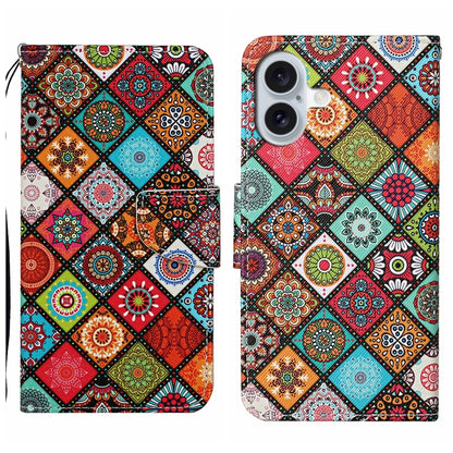 3D Colored Drawing Flip Leather Phone Case, For iPhone 16 Pro Max, For iPhone 16 Pro�������������...
