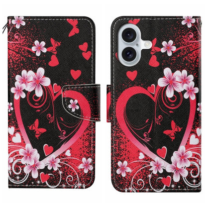 3D Colored Drawing Flip Leather Phone Case, For iPhone 16 Pro Max, For iPhone 16 Pro�������������...