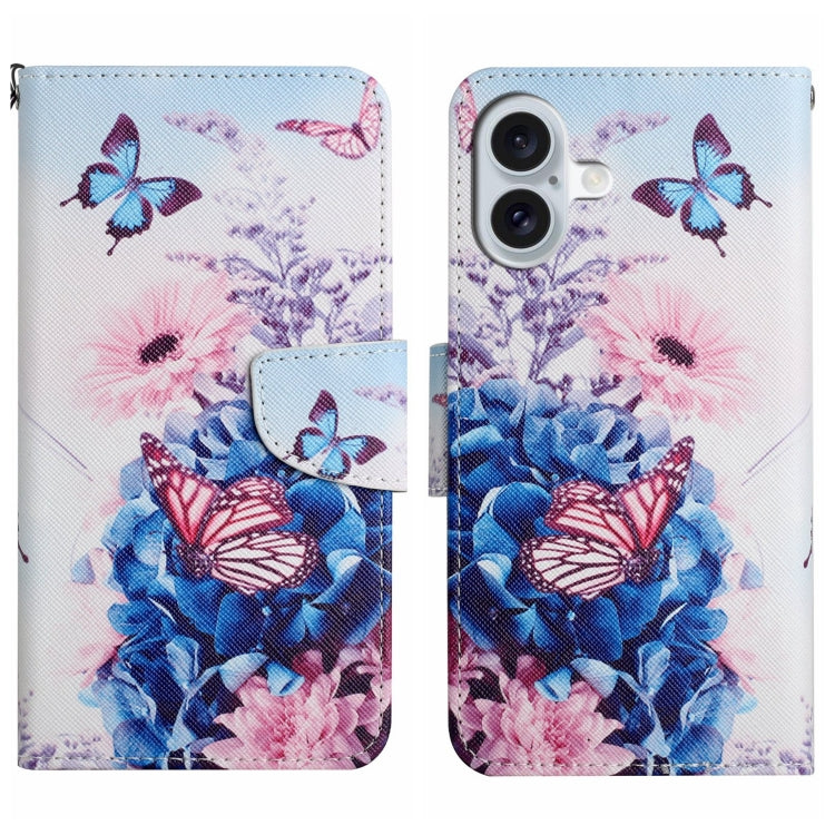 3D Colored Drawing Flip Leather Phone Case, For iPhone 16 Pro Max, For iPhone 16 Pro�������������...
