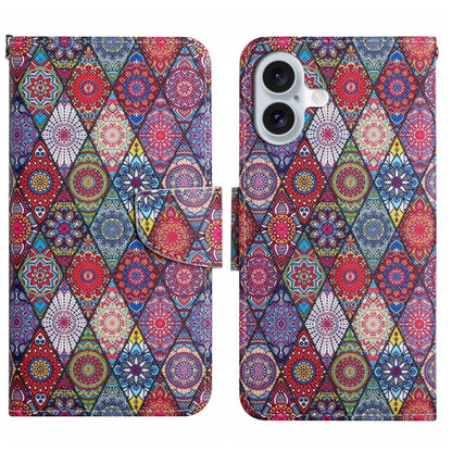 3D Colored Drawing Flip Leather Phone Case, For iPhone 16 Pro Max, For iPhone 16 Pro�������������...