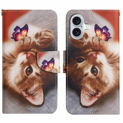 3D Colored Drawing Flip Leather Phone Case, For iPhone 16 Pro Max, For iPhone 16 Pro�������������...