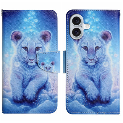 3D Colored Drawing Flip Leather Phone Case, For iPhone 16 Pro Max, For iPhone 16 Pro�������������...