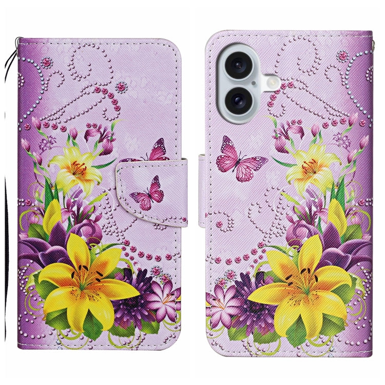 3D Colored Drawing Flip Leather Phone Case, For iPhone 16 Pro Max, For iPhone 16 Pro�������������...
